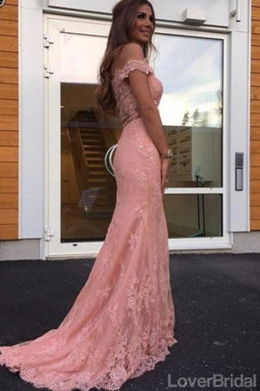 Sexy Peach Mermaid Off Shoulder Cheap Long Prom Dresses,Evening Party Dresses,12630