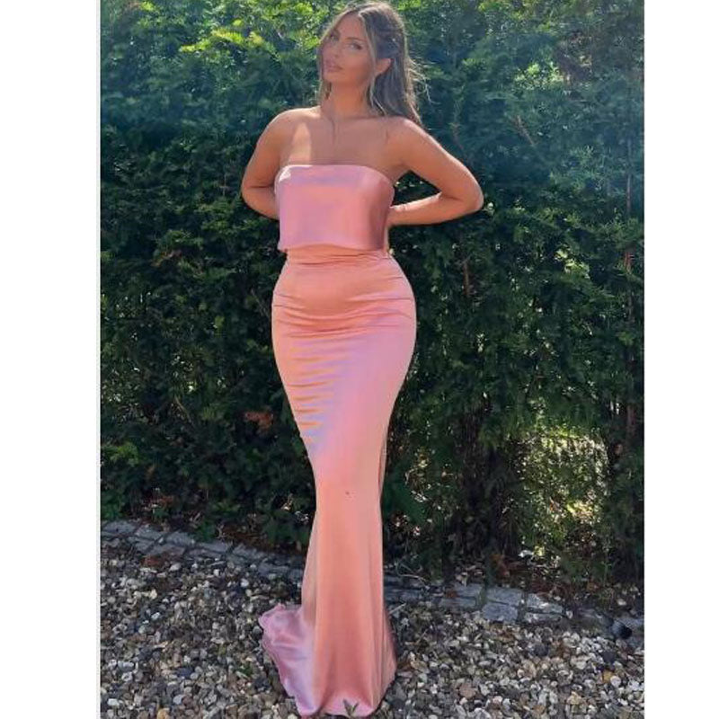 Sexy Pink Mermaid Sweetheart Cheap Long Bridesmaid Dresses,WG1312