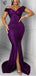 Sexy Purple Mermaid Off Shoulder V-neck Cheap Long Bridesmaid Dresses,WG1399