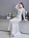 Sexy Silver Mermaid Long Sleeves V-neck Cheap Prom Dresses Online,12758