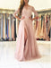 Sexy Split Blush Pink Long Sleeve Lace Evening Prom Dresses, Sexy Party Prom Dresses, Custom Long Prom Dresses, Cheap Formal Prom Dresses, 17141