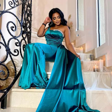 Sexy Teal Mermaid One Shoulder Cheap Long Bridesmaid Dresses,WG1254