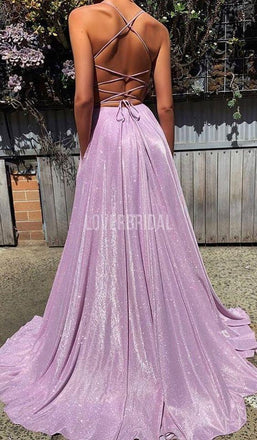 Simple Lilac Spaghetti Straps Cheap Long Evening Prom Dresses, Evening Party Prom Dresses, 12225