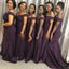 Simple Mermaid Off Shoulder Purple Cheap Long Bridesmaid Dresses Online,WG991