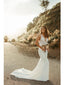 Simple Mermaid Straps V-neck Backless Lace Wedding Dresses,WD776