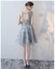 Simple Open Back Grey Lace Cheap Homecoming Dresses Online, Cheap Short Prom Dresses, CM782