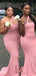 Simple Pink Mermaid One Shoulder Cheap Long Bridesmaid Dresses,WG1156