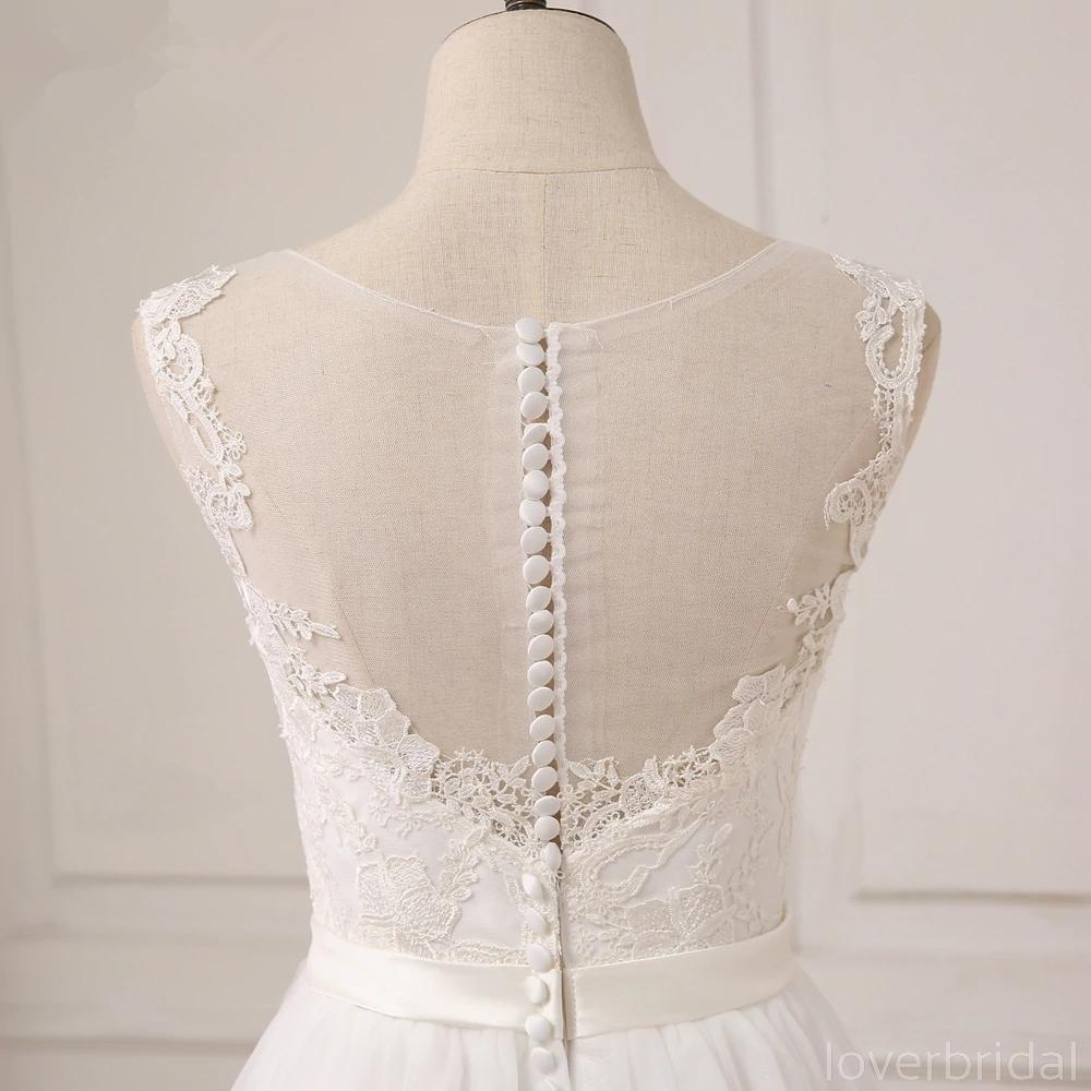 Simple Scoop Lace Wedding Dresses Online, Cheap Bridal Dresses, WD507