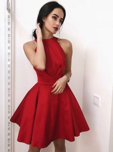 Simple Sexy Red Open Back  Cheap Short Homecoming Dresses Online, CM614