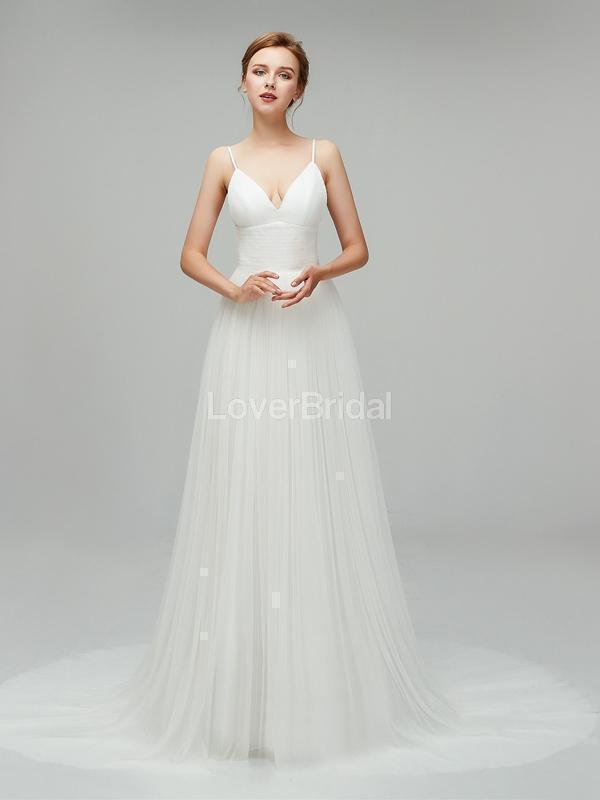 Simple Spaghetti Straps Cheap Wedding Dresses Online, Cheap Bridal Dresses, WD555