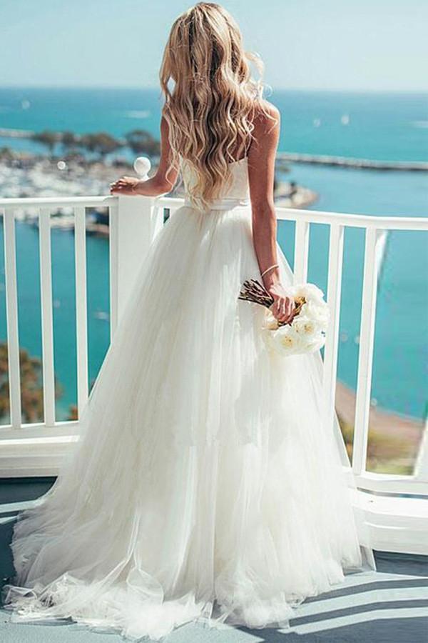 Simple Sweetheart Spaghetti Straps Cheap Custom Long Wedding Bridal Dresses, WD288