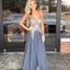 Spaghetti Straps Grey Beaded Long Evening Prom Dresses, Cheap Sweet 16 Dresses, 18317