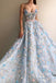Spaghetti Straps Lace Flower A-line Long Evening Prom Dresses, Cheap Sweet 16 Dresses, 18448