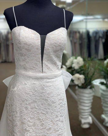 Spaghetti Straps Lace Mermaid Organza Cheap Wedding Dresses Online, Cheap Bridal Dresses, WD640