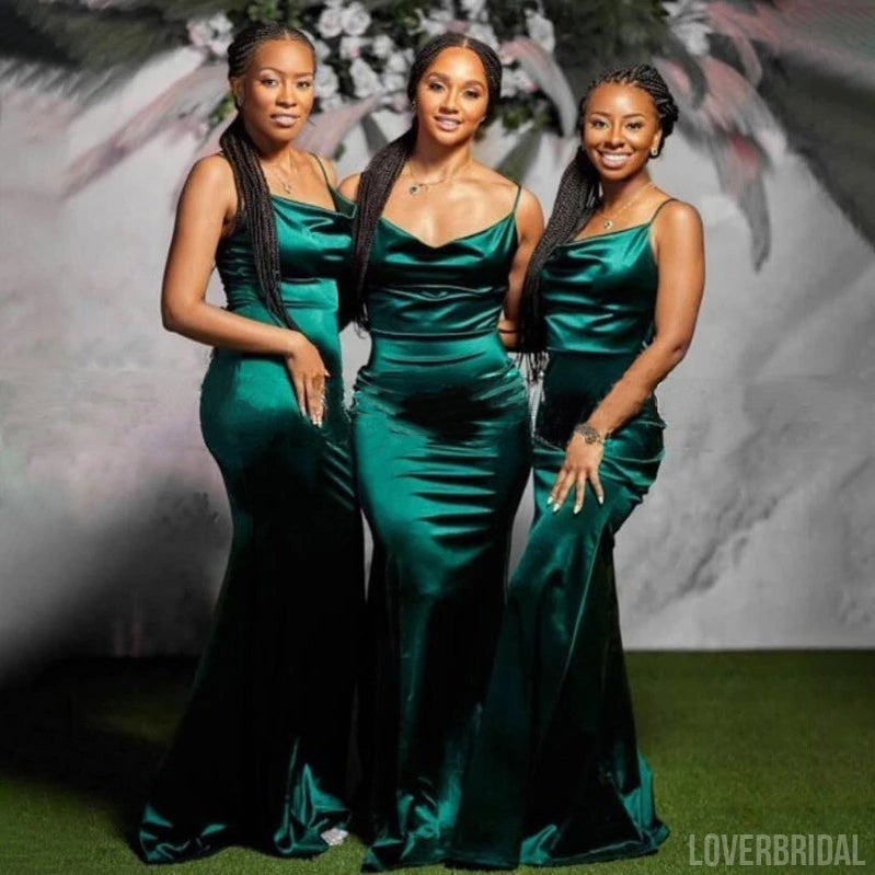 Spaghetti Straps Mermaid Emerald Green Cheap Long Bridesmaid Dresses Online,WG1022