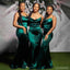 Spaghetti Straps Mermaid Emerald Green Cheap Long Bridesmaid Dresses Online,WG1022