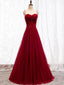 Spaghetti Straps Red A-line Long Evening Prom Dresses, Evening Party Prom Dresses, 12334