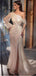 Sparkly Ivory Sheath One Shoulder Side Slit Maxi Long Prom Dresses,13055