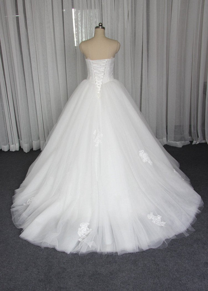 Strapless A line Tulle Wedding Dresses, Custom Made Long Wedding Gown, Cheap Wedding Gowns, WD200