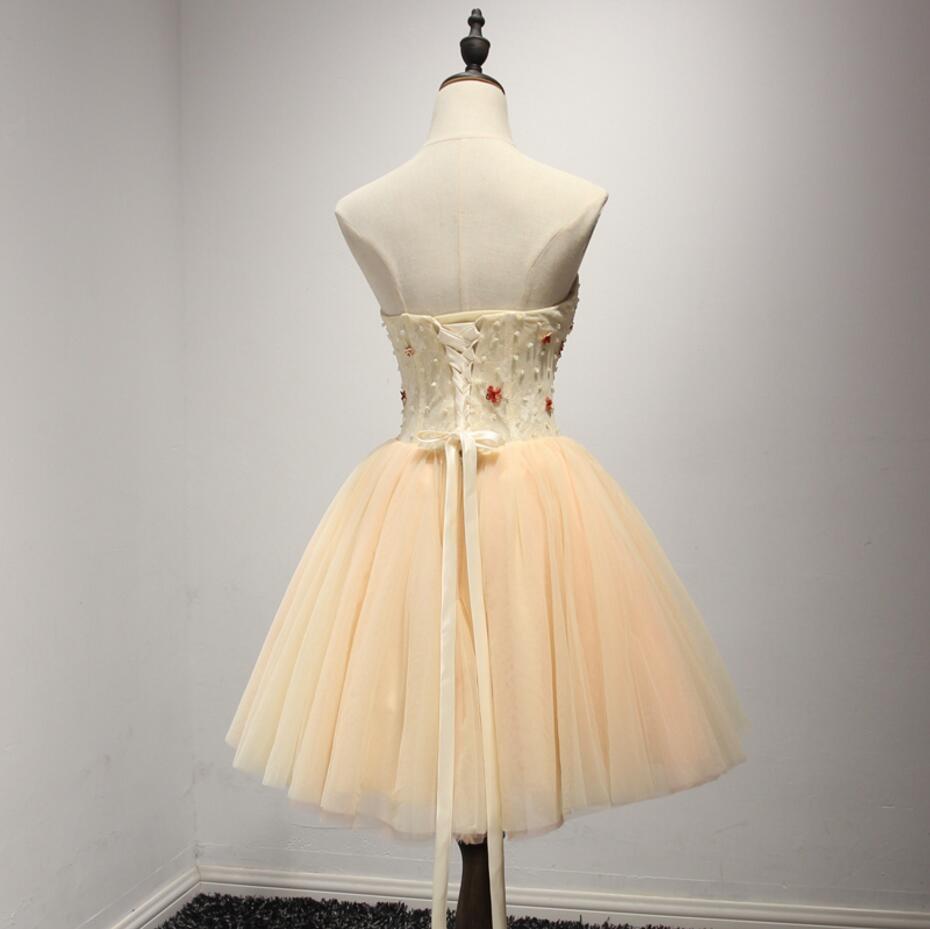 Strapless Beaded Homecoming Prom Dresses, Affordable Short Party Corset Back Prom Dresses, Perfect Homecoming Dresses, CM211