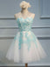 Strapless Sweetheart Tiffany Blue Lace Tulle Homecoming Prom Dresses, Affordable Short Party Prom Sweet 16 Dresses, Perfect Homecoming Cocktail Dresses, CM355