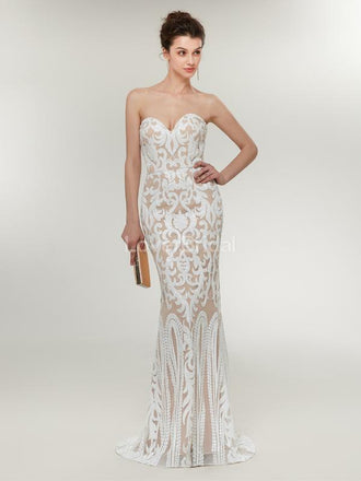 Sweetheart Lace Mermaid Evening Prom Dresses, Evening Party Prom Dresses, 12015