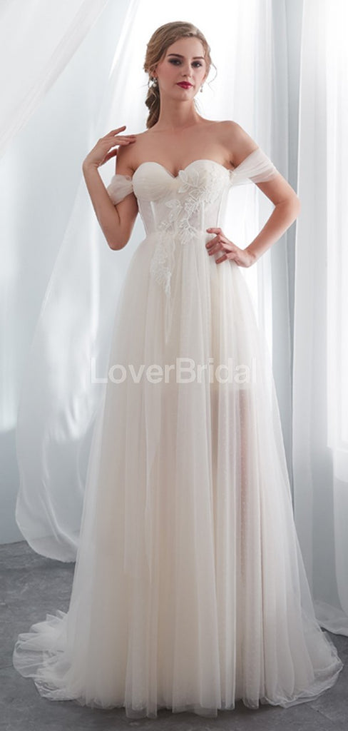 Sweetheart Off Shoulder Simple A-line Cheap Wedding Dresses Online, Cheap Bridal Dresses, WD576