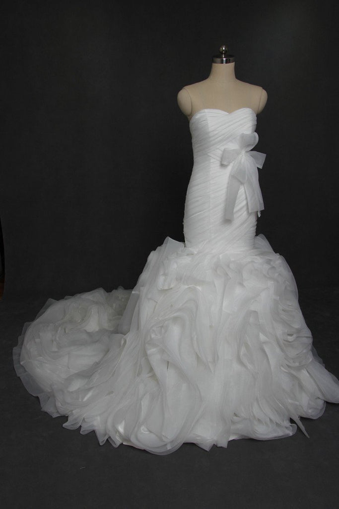 Sweetheart Strapless Organza Mermaid Wedding Dresses, Custom Made Wedding Dresses, Cheap Wedding Gowns, WD210