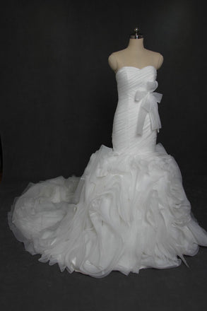 Sweetheart Strapless Organza Mermaid Wedding Dresses, Custom Made Wedding Dresses, Cheap Wedding Gowns, WD210