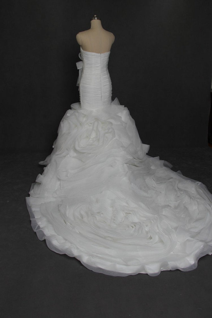 Sweetheart Strapless Organza Mermaid Wedding Dresses, Custom Made Wedding Dresses, Cheap Wedding Gowns, WD210