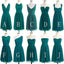 Teal Green Chiffon Mismatched Different Styles Knee Length Cheap Short Bridesmaid Dresses, WG185