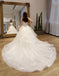 Two Straps Tulle Lace A line Long Tail Wedding Dresses, Custom Made Long Wedding Gown, Cheap Wedding Gowns, WD204