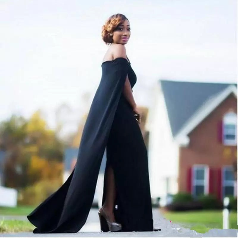 Unique Black Mermaid Off Shoulder Cheap Long Bridesmaid Dresses,WG1270