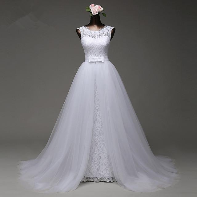 Unique Detachable Skirt Lace Mermaid Wedding Bridal Dresses, Custom Made Wedding Dresses, Affordable Wedding Bridal Gowns, WD239