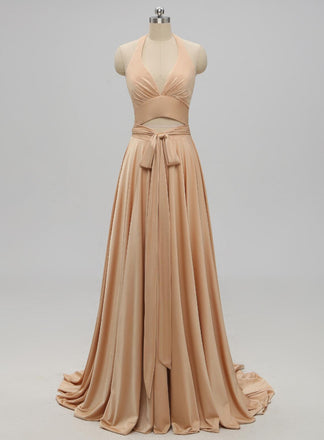 V-neck Side Slit Unique Long Cheap Bridesmaid Dresses Online, WG578