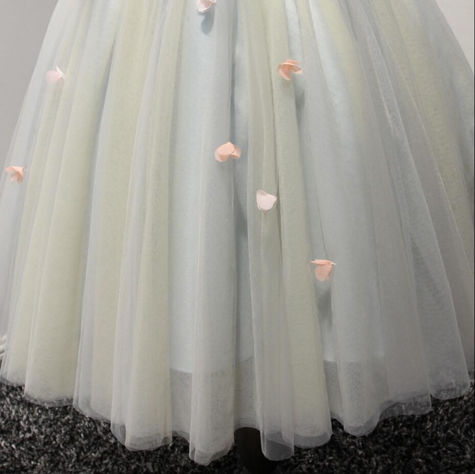 V Neckline Short Tulle Homecoming Prom Dresses,  Flower Short Party Prom Dresses, Perfect Homecoming Dresses, CM206